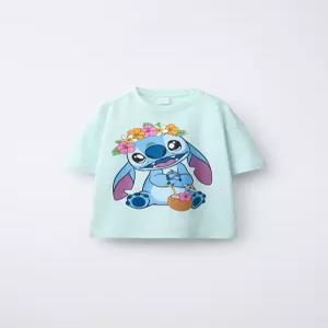 ZARA 자라 LILO  STITCH ⓒ DISNEY 프린트 티셔츠 - 블루 8675/630/400 146753