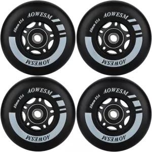 AOWESM 인라인 스케이트 휠 80mm 85a 야외 실내 블랙 블루 레드 롤러 하키 블레이드 교체 휠(베어링 ABEC-9
