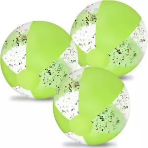 Whaline 3Pc 글리터 풍선 비치볼 6인치 원형 색종이 풀 PVC 볼 귀여운 게임 장난감