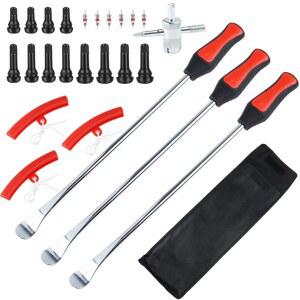 RISEUVO 38.1CM(15인치) 타이어 스푼 키트, 오토바이 세트, 도구 코어, 트랙터 있는 캡, 바이크 림 가방 잔디깎이 보관 스템(TR414 도구, TR412)이 교체 밸브 프로텍터, TR413 제거 ATV용