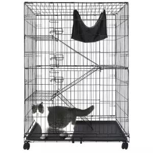 HOMEY PET 크레이트 실내 고양이용 케이지 127CM 대형 4단 고양이 50인치 35.8 L x 22.2 W x 49.6 H