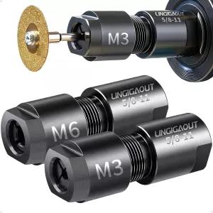 링기아웃 2팩 앵글 그라인더와 다이 어댑터 5/8-11 나사산에서 1/4인치 6mm 및 콜렛 척 로터리 버 목재