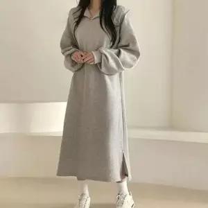 [VCL46963]오버핏 여성 데일리 반팔원피스 카라 롱원피스