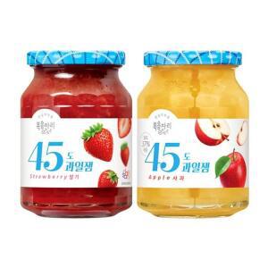 복음자리 45도 딸기잼 350g + 45도 사과잼 350g 음료베이스 홈카페 간식 탕비실 자취 선물 350g