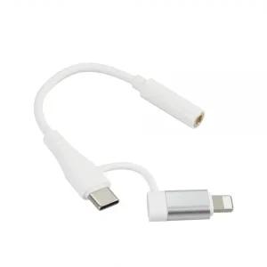 [IH875] Coms 8핀 C타입 오디오 젠더 꼬리물기 스테레오 이어폰 15cm iOS