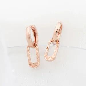 14K 금침 로즈골드 미니 컷팅 원터치 링 귀걸이