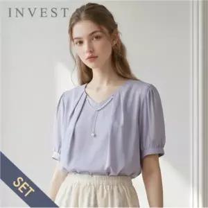 [인베스트] 진주 네크리스 셋 퍼프 블라우스_IN6M3BL5801