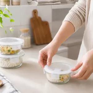 [상상앤드] 디유 밀폐 냉동밥 보관 용기 전자렌지용 밥용기 420ml, 화이트 4p