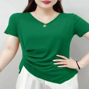 여성 라인 방송 댄스복 반팔 브이넥 댄스스포츠 의상 연습