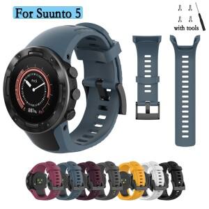 Suunto 5 단색 실리콘 스트랩에 적합 스마트 시계 팔찌 도구가있는 패션 내구성 액세서리