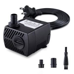 CWKJ 분수 펌프, 80GPH(4W 300L/H) 잠수식 워터 펌프, 7.2피트 220m 전원 코드가 장착된 내구성 있는 야외 분수 워터 펌프, 수족관용 노즐 3개, 연못, 어항, 물 펌프 수경 재배, 분수