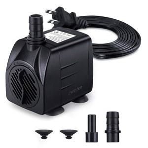 CWKJ 분수 펌프, 220GPH(15W 900L/H) 잠수식 워터 펌프, 7.2피트 220m 전원 코드가 장착된 내구성 있는 야외 분수 워터 펌프, 수족관, 연못, 어항, 워터 펌프 수경 재배용 노즐 3개