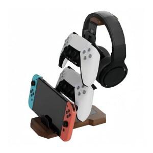 책상 게임 장비용 CUIWhRL 게이밍 컨트롤러 홀더 우드 헤드폰 스탠드 데스크 액세서리 스탠드, Xbox PS5 플레이스테이션 5 닌텐도 스위치 헤드셋 홀더와 호환 가능
