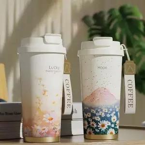 304스텐 520ml 러키 텀블러 커피잔휴대용 대용량 빨대 커피잔 맥주잔 사무실컵 캠핑컵