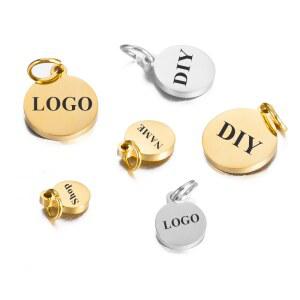 명찰목걸이 DIY 쥬얼리 목걸이 레터링 제작용 태그 거울 원형 스테인레스 스틸 매력 12mm 20