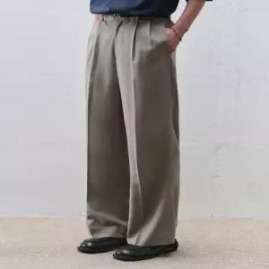 드로우핏 DRAWFIT 투턱 밴딩 와이드 린넨 슬랙스 L.KHAKI