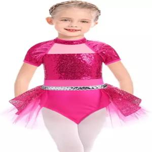 VOM 용 세퀸 발레 레오타드 반짝이는 체조 댄스 메시 깃털 스커트 모의 목 발레리나 의상