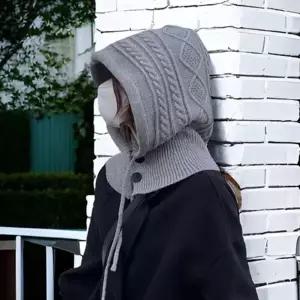 여자 겨울 이우 니트 목도리 넥 워머 후드 방한목토시