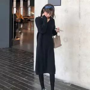 [하프클럽/셀럽하우스]캐주얼 데일리 여자 후디 골지 니트 롱 원피스