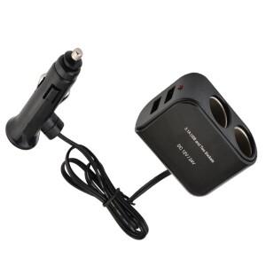 핫유니버설 USB 2웨이 차량용 시가 라이터 LED 라이트 스위치 12V/24V 자동 소켓 스플리터 충전기 어댑터