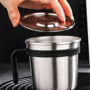 H79 스텐 캠핑컵 450ml 블랙 음료 손잡이 대용량 아웃도어