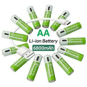 오래 지속되는 AAA 충전식 배터리, 6800mAh 리튬 이온 USB-C 저자율 카메라, 장난감용
