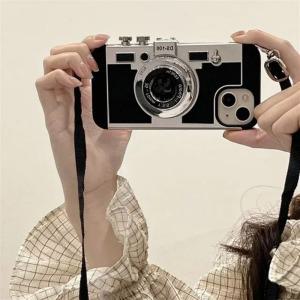 핸드폰케이스 E ly In Paris 3D 레트로 펀다 11 iPhone 14 15 13 슬링 7 케이스 커버 카메라 Max XR 케이스 Plus XS X 16 SE 8 Pro 미니 12 가죽