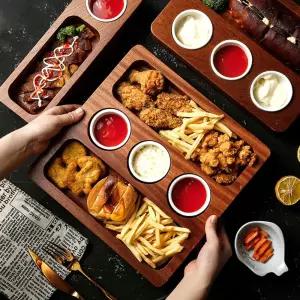 우드 치킨 그릇 플래터 집들이 간식 접시 상차리기 트레이