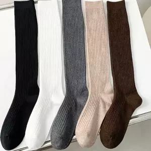 여자 긴 목 양말 이 골프 니삭스 골지 반 검은타킹