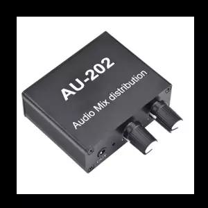 AU-202 2 입력 출력 스테레오 믹서 오디오 디스트리뷰터 헤드폰용 외부 파워 앰프 볼륨 단독 제어