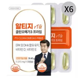 그린스토어 알티지 rTG 클린 오메가3 프라임 30캡슐X6