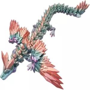 크라가이트 날개 달린 대형 3D 프린팅 드래곤 18인치 장식 관절형 크리스탈 디자이너 공식 승인 레인보우