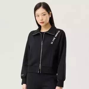 [르꼬끄]여성 모달 더블텐션 루즈핏 하이넥 집업 QQ122OFT12_BLK