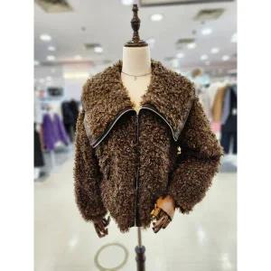 멜로디가든 여성 인조 퍼 안감 인조 무스탕 큰카라 점퍼자켓 M25WBJ114