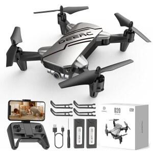 1080P HD FPV 카메라가 장착된 어린이용 DERC D20 미니 드론 고도 유지 헤드리스 모드 원 키 시작 속도 조정 3D 플립 2 배터리 실버를 갖춘 남아용 장난감 선물