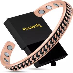 MagnetRX 구리 자석 팔찌 남녀 공용 효과적인 순수 커프 조절식 뱅글 커브 체인 인레이