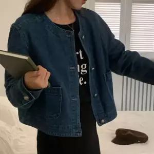 셀럽하우스 노카라 숏 크롭 청자켓 봄 가을 데님 자켓