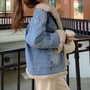 셀럽하우스 여성 퍼안감 데님자켓 겨울 청자켓 점퍼 아우터 2색