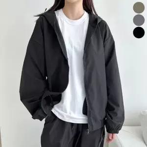 셀럽하우스 간절기 바스락 점퍼 바람막이 시보리 집업 여자 후드