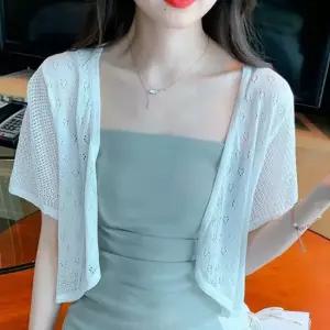 셀럽하우스 펀치 시스루 여리핏 반팔 볼레로 가디건