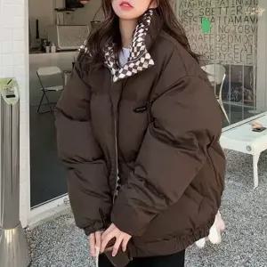 셀럽하우스 오버핏 여성 2컬러 체크 패턴 패딩