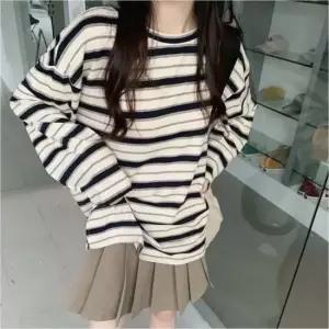 셀럽하우스 여자 루즈핏 캐주얼 편한 긴팔 단가라 티셔츠 줄무늬티 3색