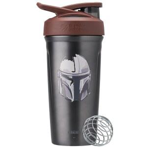 BlenderBottle Sport Insulated Stainless Steel Shaker Bottle with Wire Whisk 24-Ounce Mandalorian Helmet Protein Shakes & Hydration for Athletes Fitness Enthusiasts Lockable Lid