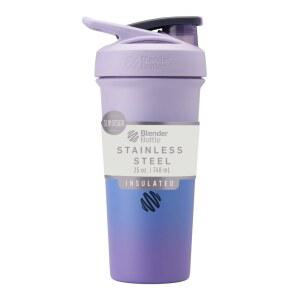 BlenderBottle Sport Sleek Insulated Stainless Steel Shaker Bottle with Wire Whisk 25-Ounce Lavender Ombre u2013 Protein Shakes & Hydration for Athletes Fitness Enthusiasts Easy Mixing Lockable Lid