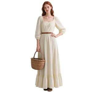 Joukavor Womens Renaissance Maxi Dress Ruffle Hem Medieval Fantasy Costume for Halloween Ren Faire Cosplay