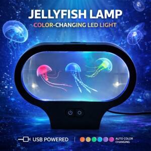 타원형 3D USB 해파리 수족관 램프 색상 변경 LED - 시뮬레이션 무드등 분위기 있는 창의적인 홈데코 선물