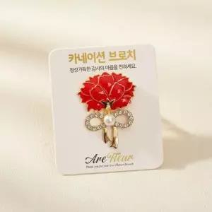 어버이날 스승의날 선물용 4cm 카네이션 브로치 고급 금속 뱃지 장...