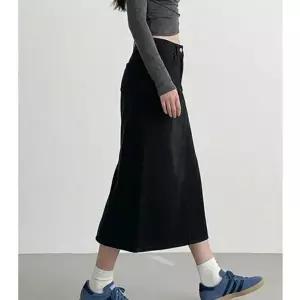 베이직 A라인 코튼 뒷트임 긴치마 데일리 스커트 롱