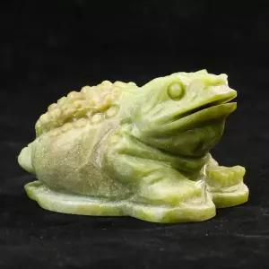 삼족두꺼비 Xiuyan 옥 레이저 두꺼비 개구리 행운 돈 마스코트 종이 무게 공예 차 반려동물 입상 책상