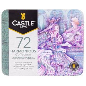 Castle Art Supplies Harmonious Colored Pencil Set | 72 Muted Wax-Based Soft Core Coloring Pencils for Adult Artists' Relaxation Presented in Tin Case